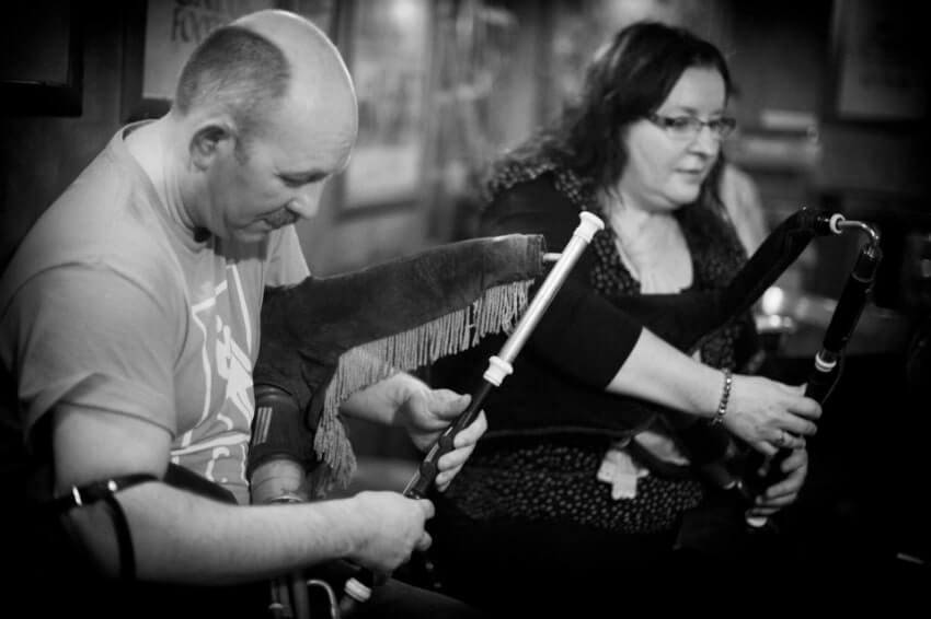 Denis O'Toole and Carmel O'Leary Playing Uilleann pipes in Amsterdam